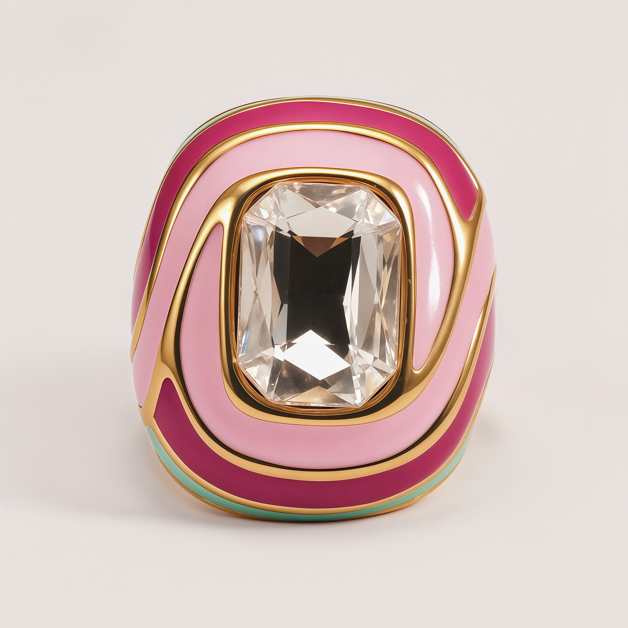 Luxury Rectangular Crystal Ring Gold Stainless Steel Artistic Design Women Ring | G004472J-JinBaoJewerly