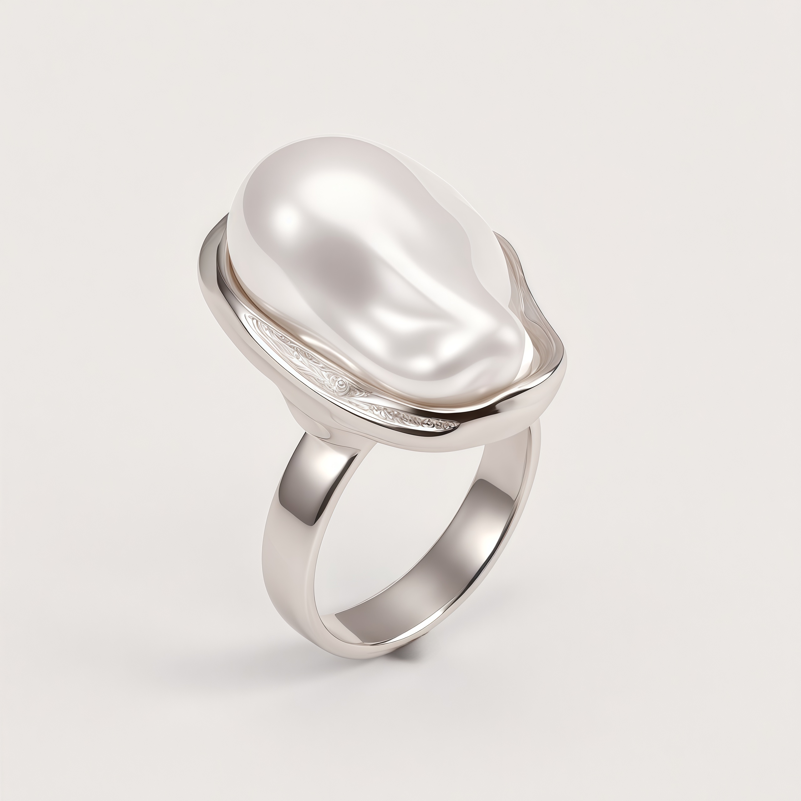 Stainless Steel Baroque Pearl Ring for Women | G004488