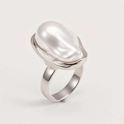 Stainless Steel Baroque Pearl Ring for Women | G004488