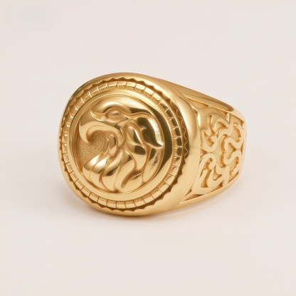 Vintage Men's Stainless Steel Eagle Head Signet Ring