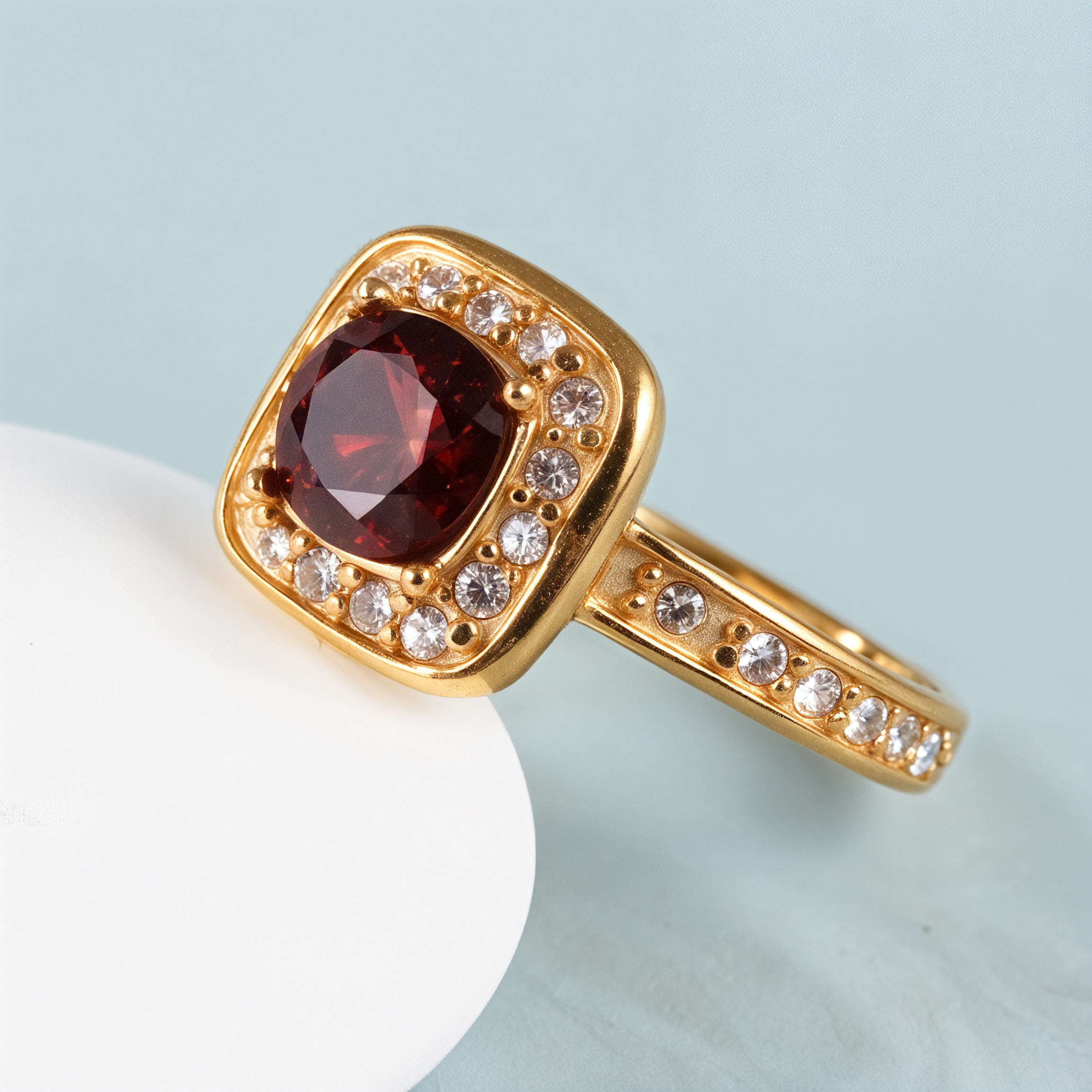 Gorgeous Square Ruby Diamond Stainless Steel Women's Waterproof Ring丨PL505J-JinBaoJewerly