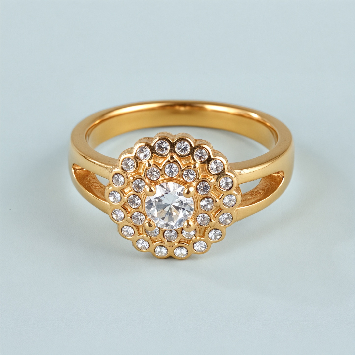 Gold Flower Diamond Large Size Women's Stainless Steel Waterproof Ring丨PL209-JinBaoJewerly