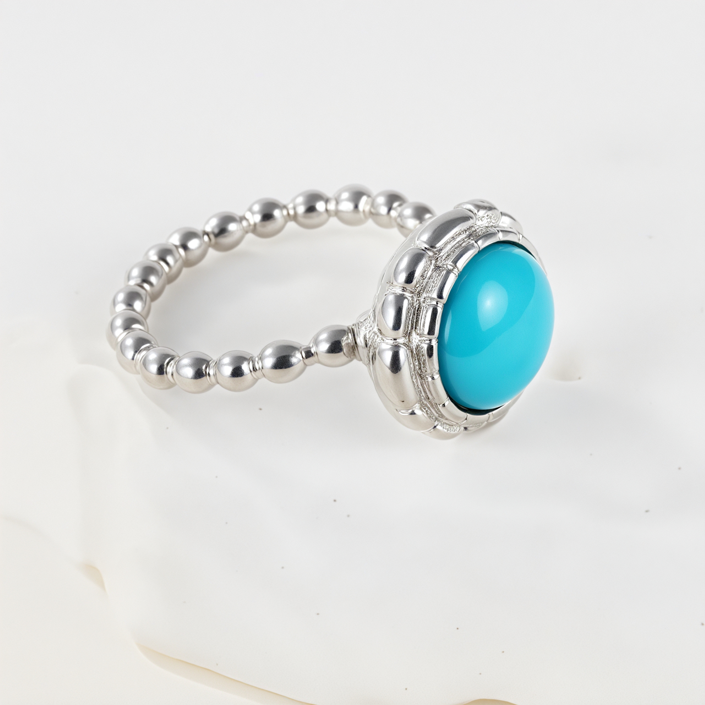 Vintage Round Gemstone Stainless Steel Women's Waterproof Ring丨K0186-JinBaoJewerly