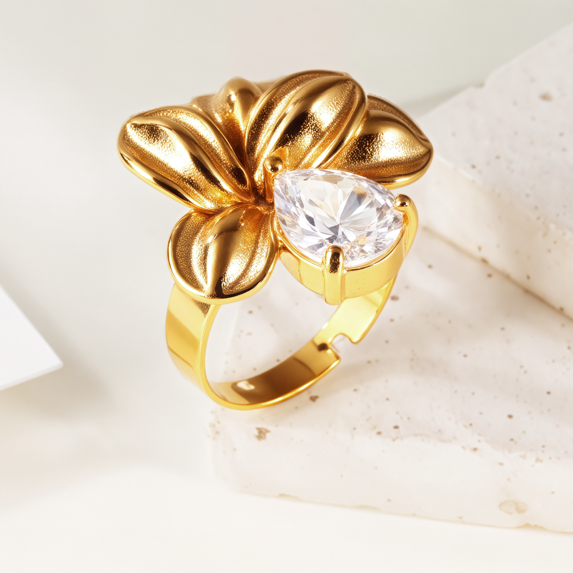 Starlit Petals - White Zircon Ring for Women | G005412-JinBaoJewerly