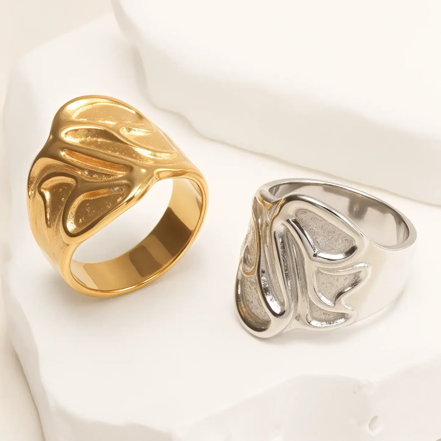 Women's Stainless Steel Textured Ring丨G004885-JinBaoJewerly