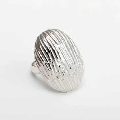 Women's Stainless Steel Ring with Wavy Texture丨G003691-JinBaoJewerly