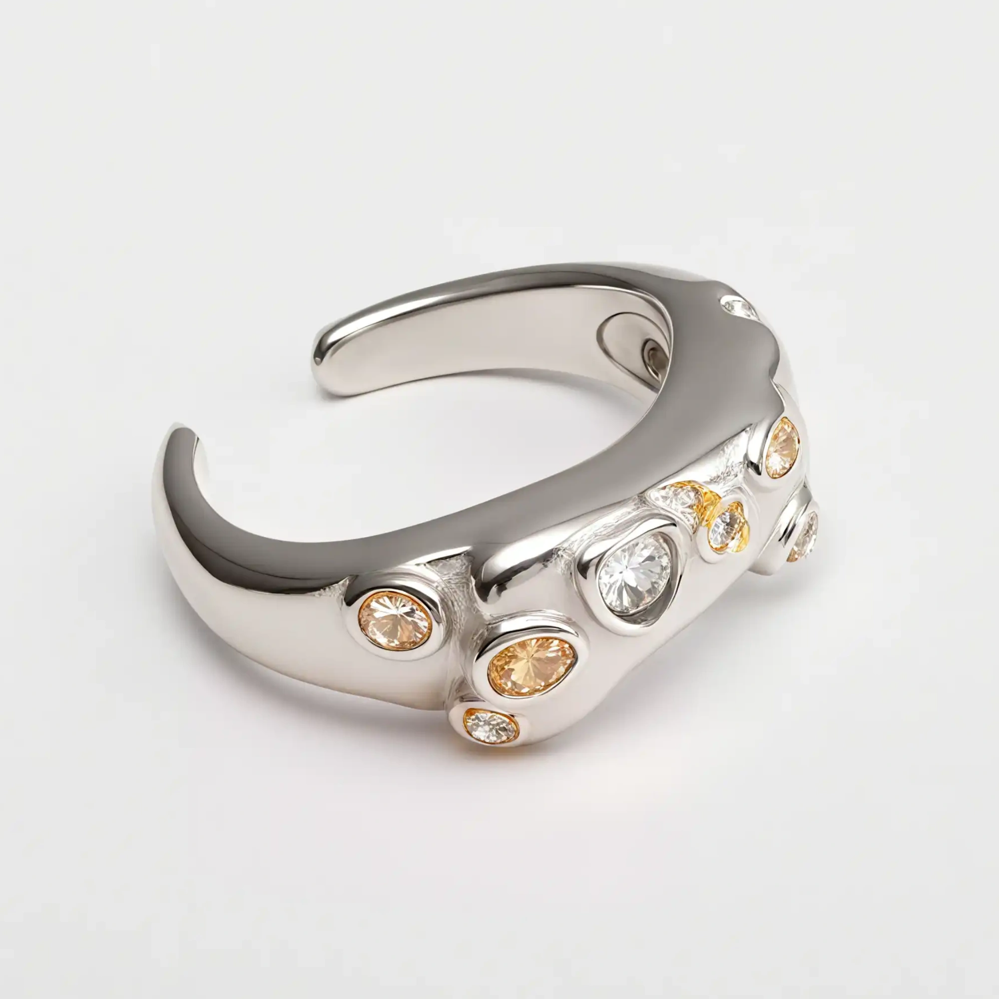 Creative Irregular Wave Inlaid Diamond Stainless Steel Unisex Ring丨WF-771-JinBaoJewerly