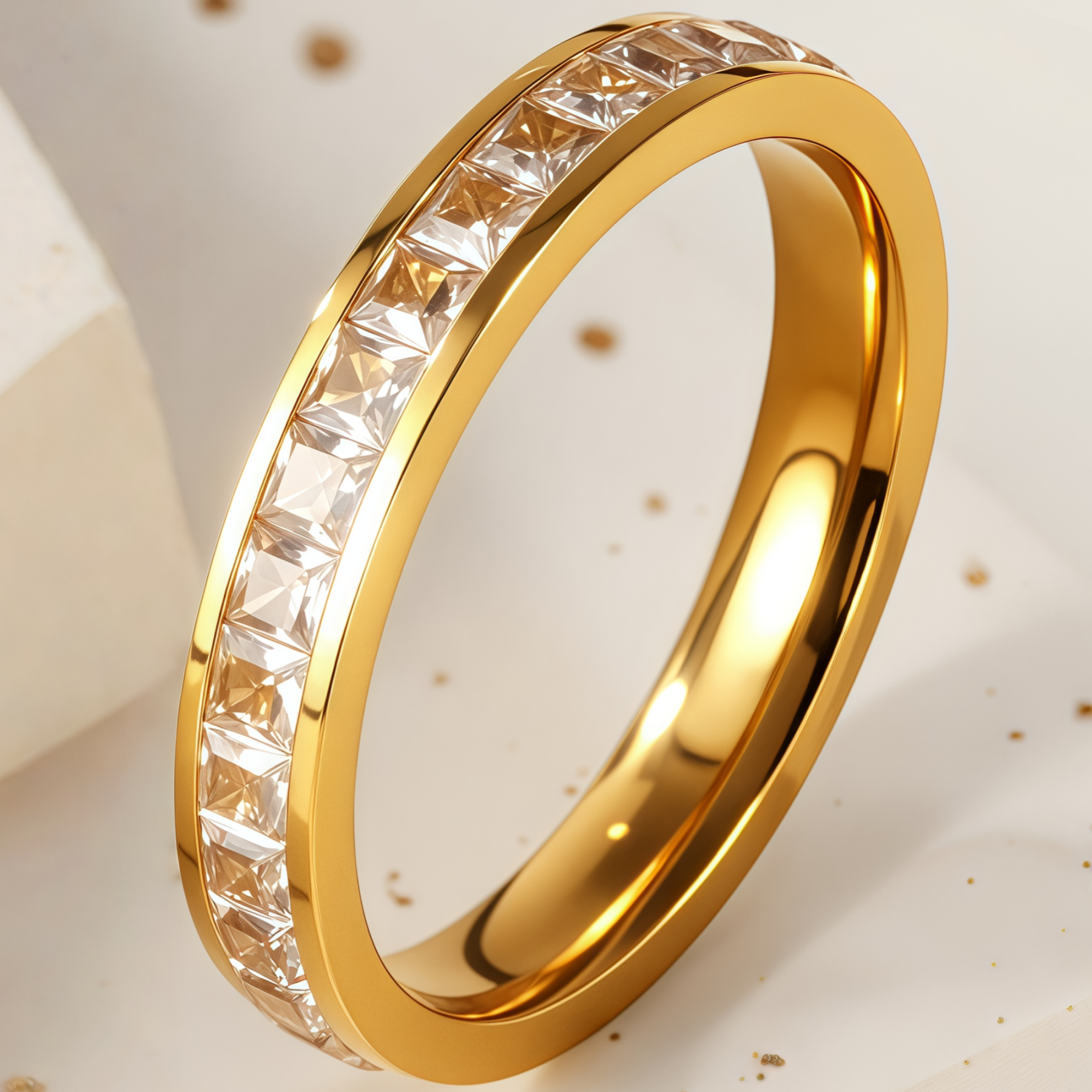 Stylish Full-Circle Diamond-Inlaid Stainless Steel Women's Ring丨4MMG-LVFS-JinBaoJewerly