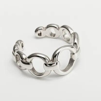 Women's Stainless Steel Ring with Irregular Wavy Pattern丨N002-JinBaoJewerly