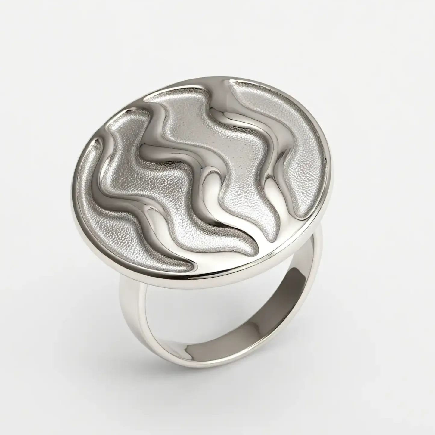 Creative Circular Arc Wave Design Stainless Steel Women's Ring丨G003597-JinBaoJewerly