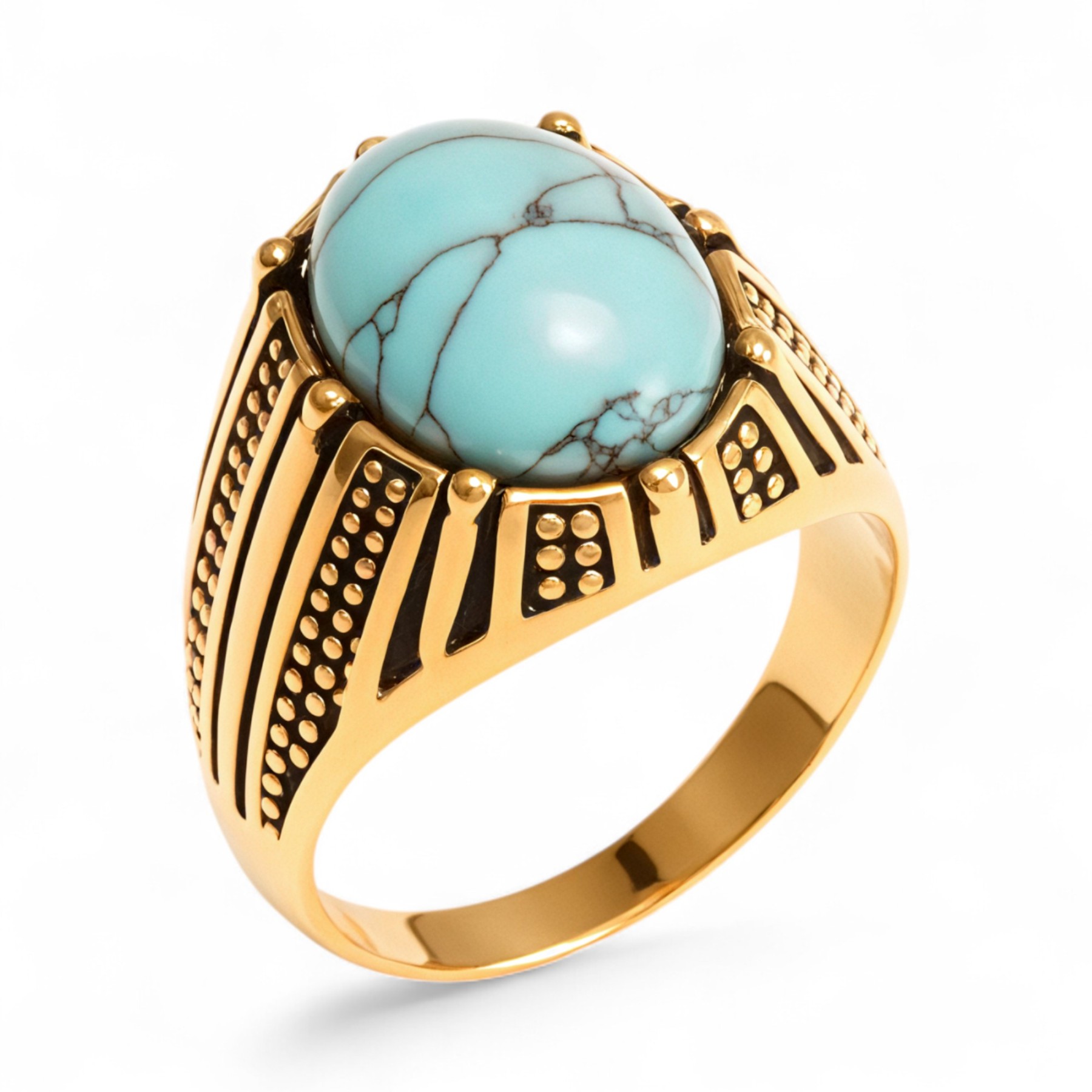 Vintage Style Assorted Stone Stainless Steel Men's Ring丨K00930J-JinBaoJewerly