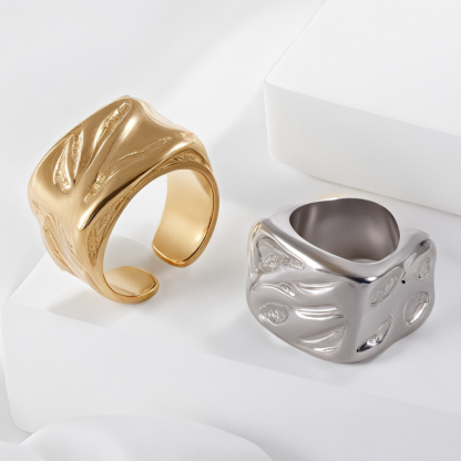 Vintage Hammered Stainless Steel Minimalist Ring for All | G003662-JinBaoJewerly