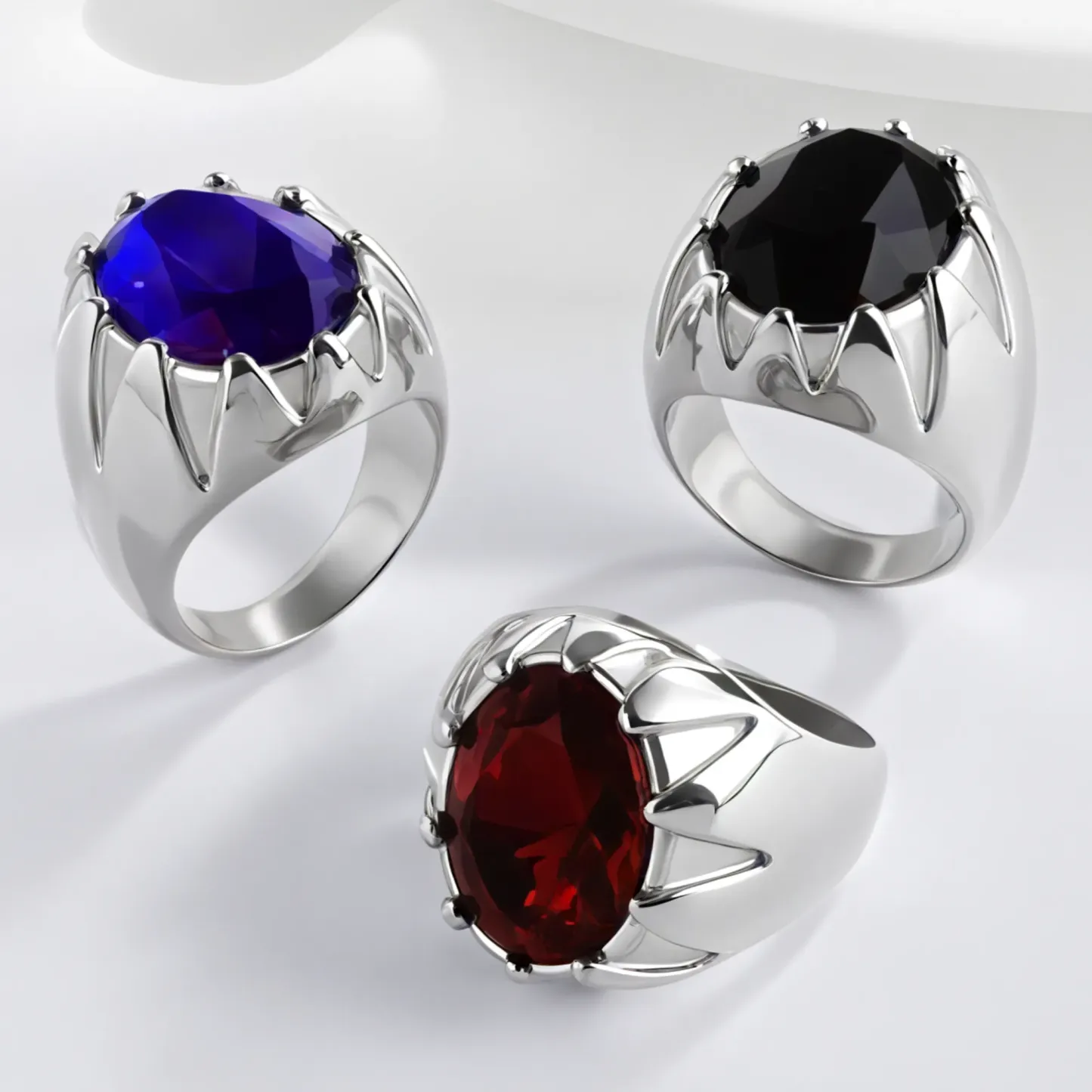 Vintage Gemstone Ring with Gemstone Inlay Stainless Steel Design for Men | K002239-JinBaoJewerly