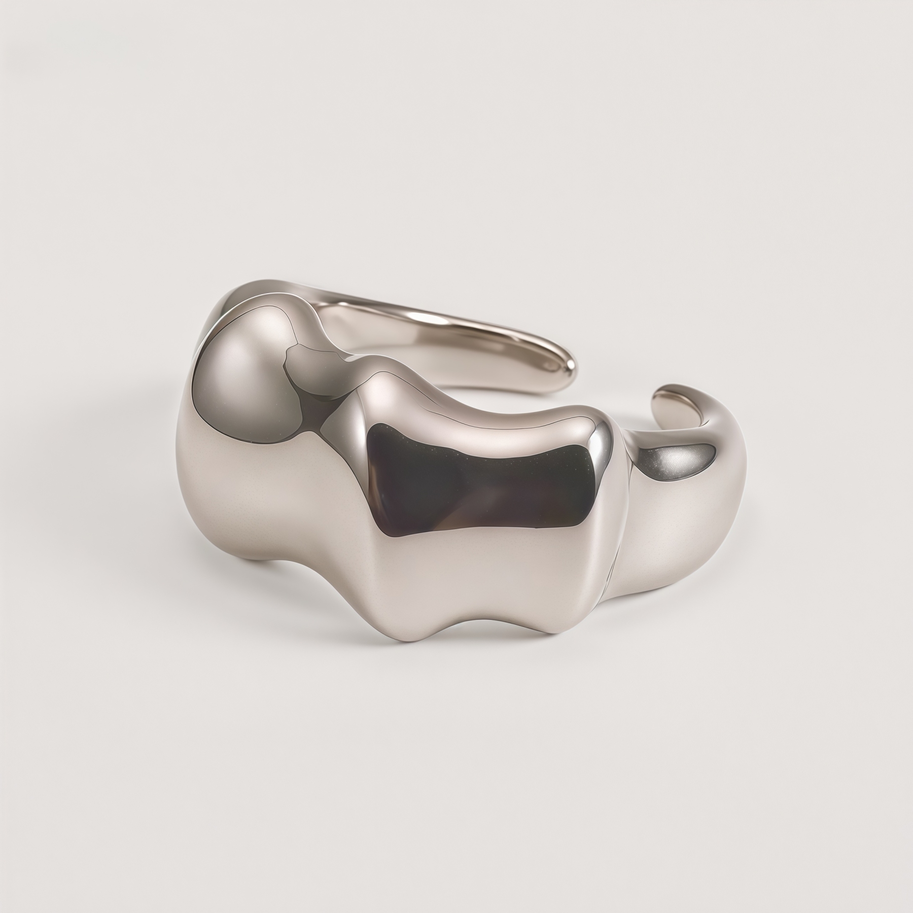 Modern Minimalist Stainless Steel Ring Women's 3D Streamlined Design | N001586