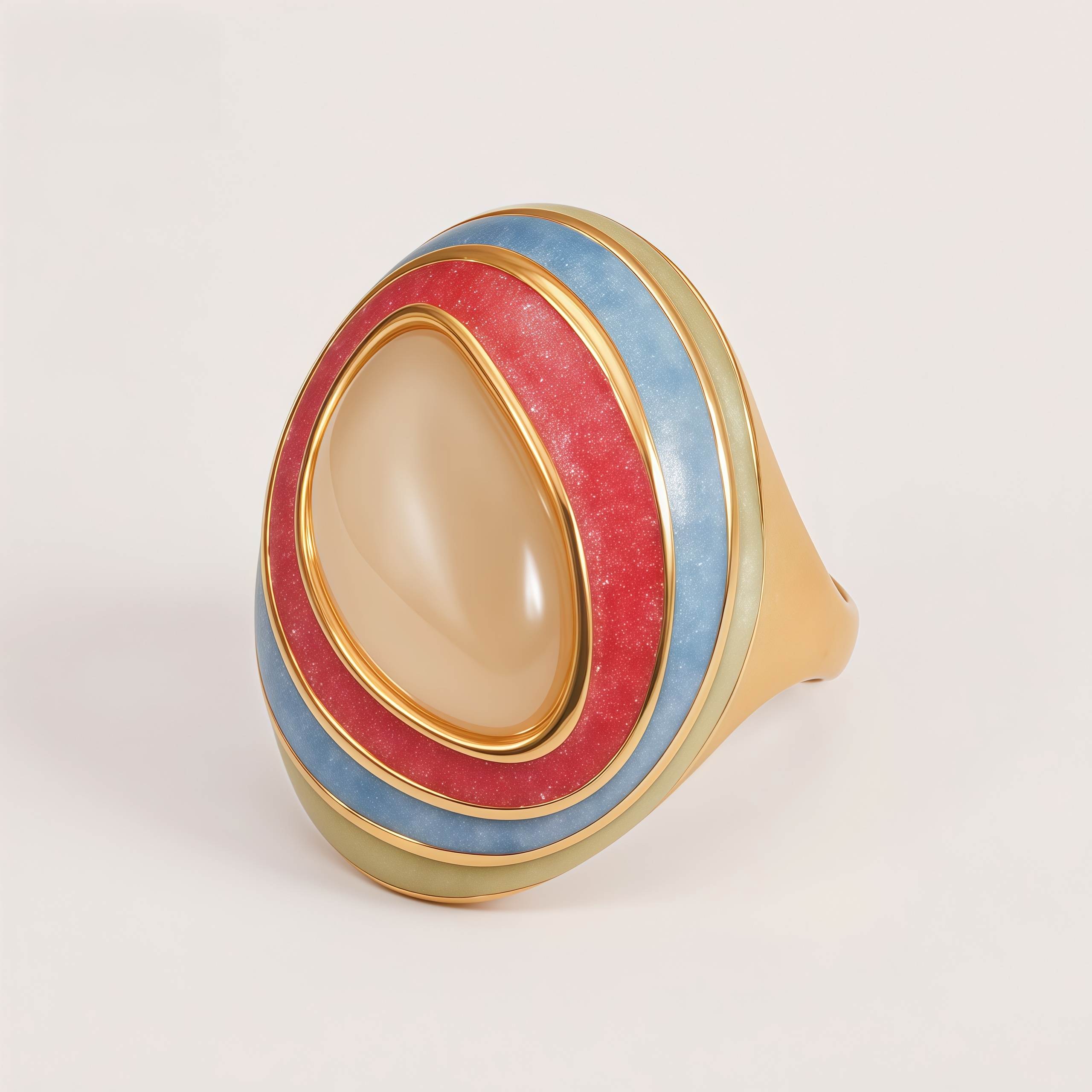 Oval Color - Block Wide - Band Ring, Stylish Women's Eye - Catching Accessory | G004499-JinBaoJewerly