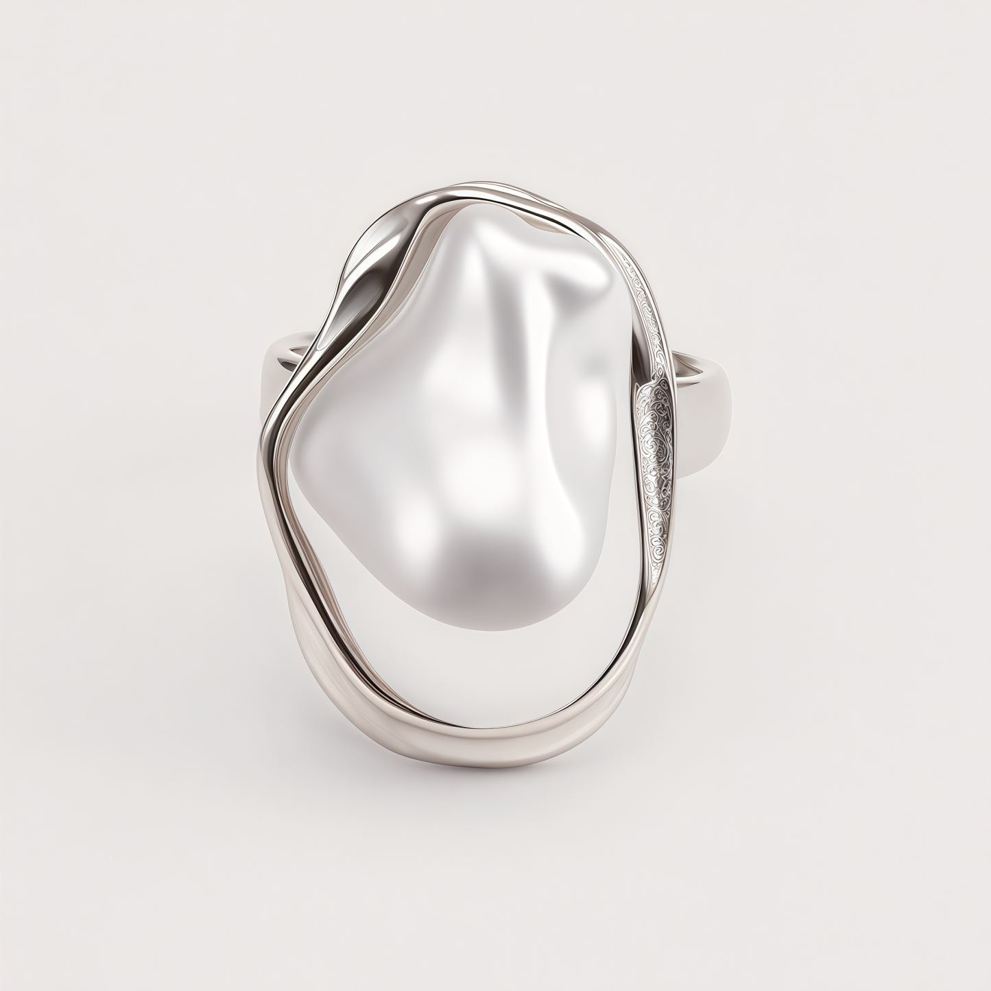 Stainless Steel Baroque Pearl Ring for Women | G004488