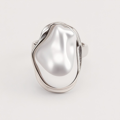 Stainless Steel Baroque Pearl Ring for Women | G004488
