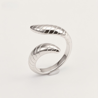 Spiral Stainless Steel Ring Modern Twisted Design for Women | G002470