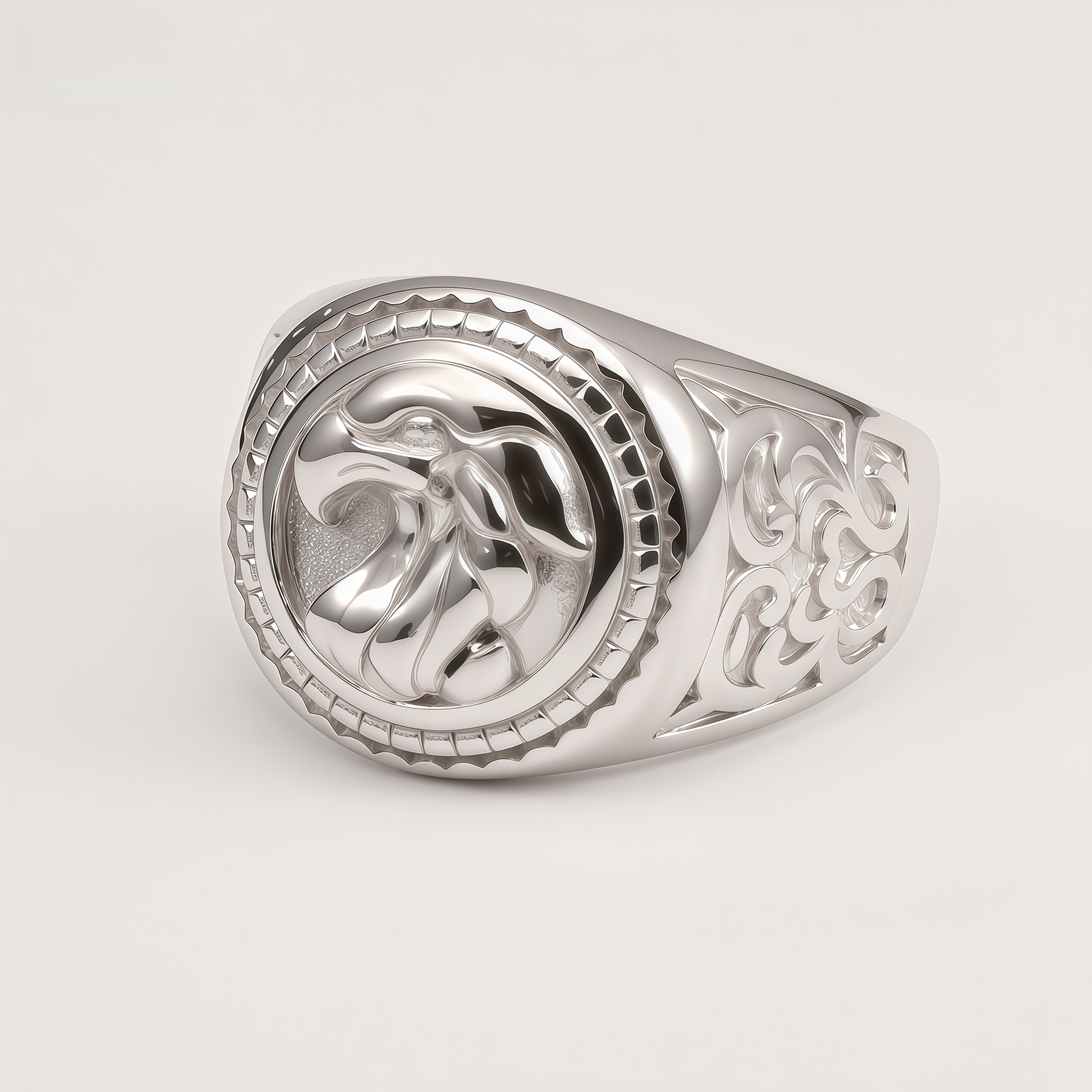 Vintage Men's Stainless Steel Eagle Head Signet Ring