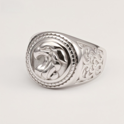 Vintage Men's Stainless Steel Eagle Head Signet Ring