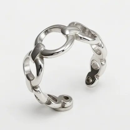 Women's Stainless Steel Ring with Irregular Wavy Pattern丨N002-JinBaoJewerly