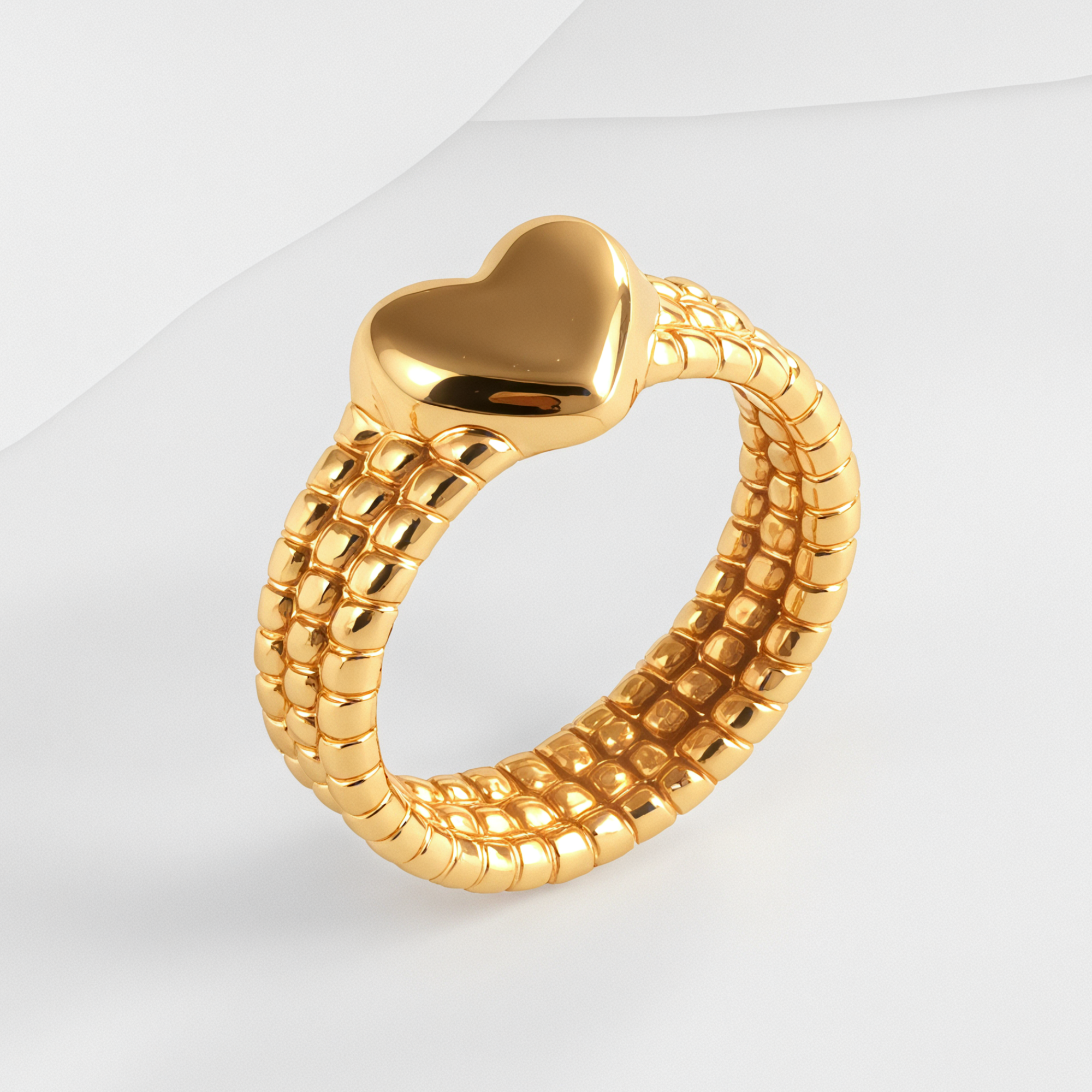 Heart-Shaped Woven Design Light Luxury Stainless Steel Couple Ring | N00530-JinBaoJewerly