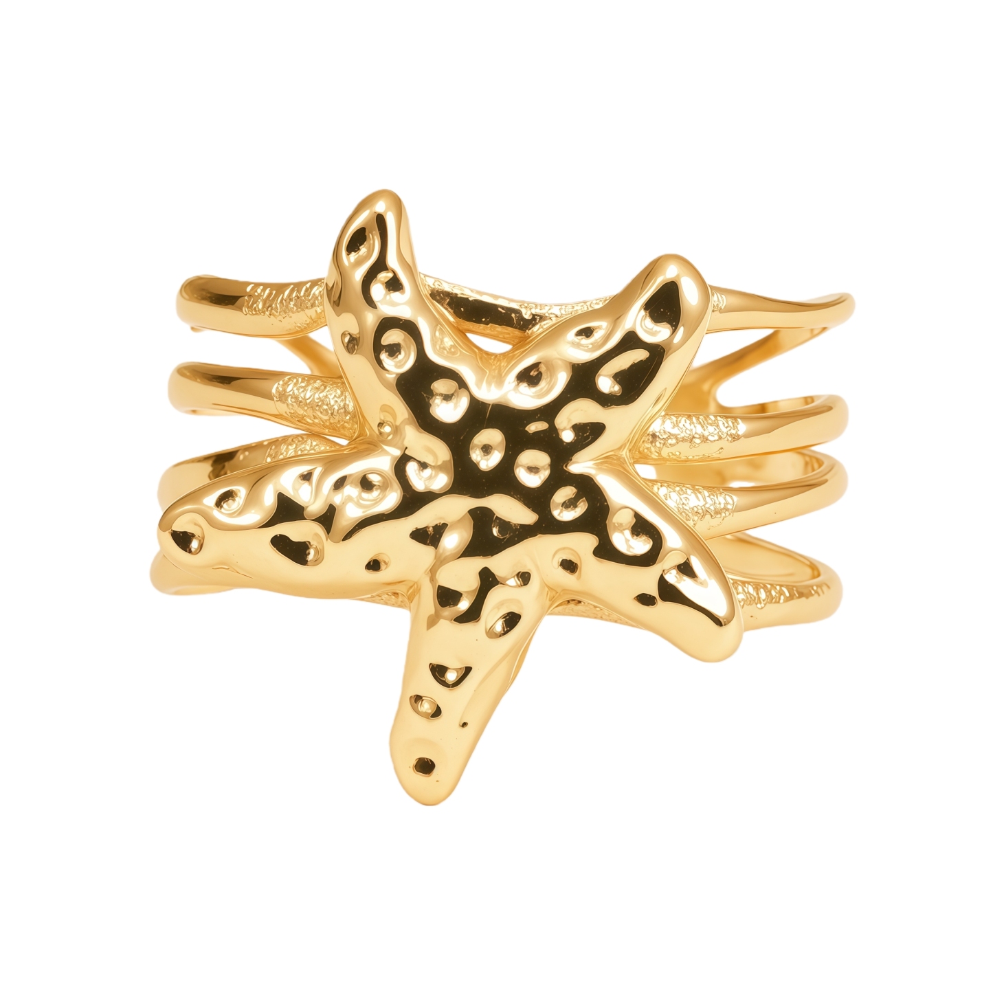 Starfish Open Cuff Stainless Steel Hypoallergenic Bracelet for Women