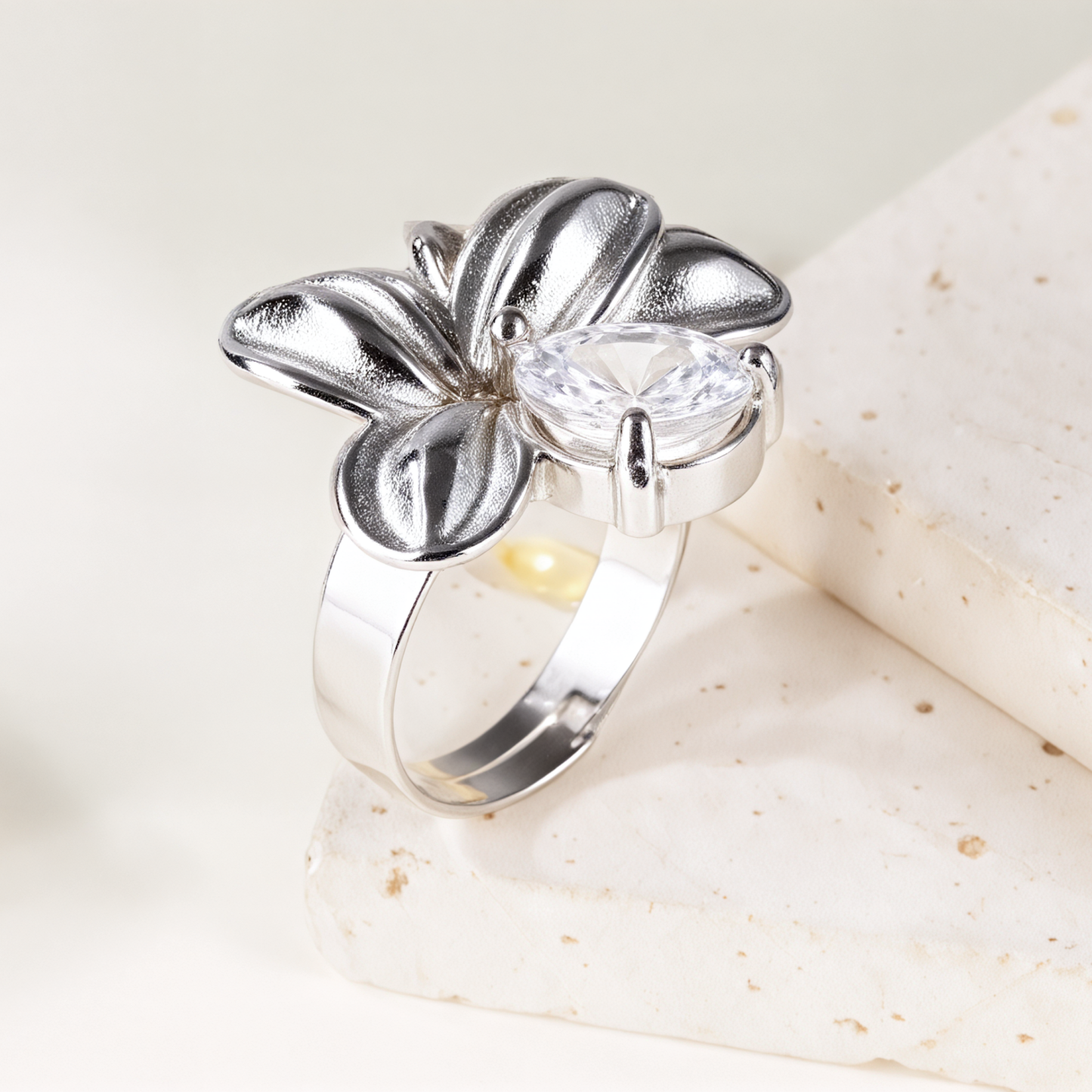 Starlit Petals - White Zircon Ring for Women | G005412-JinBaoJewerly