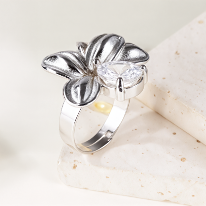 Starlit Petals - White Zircon Ring for Women | G005412-JinBaoJewerly