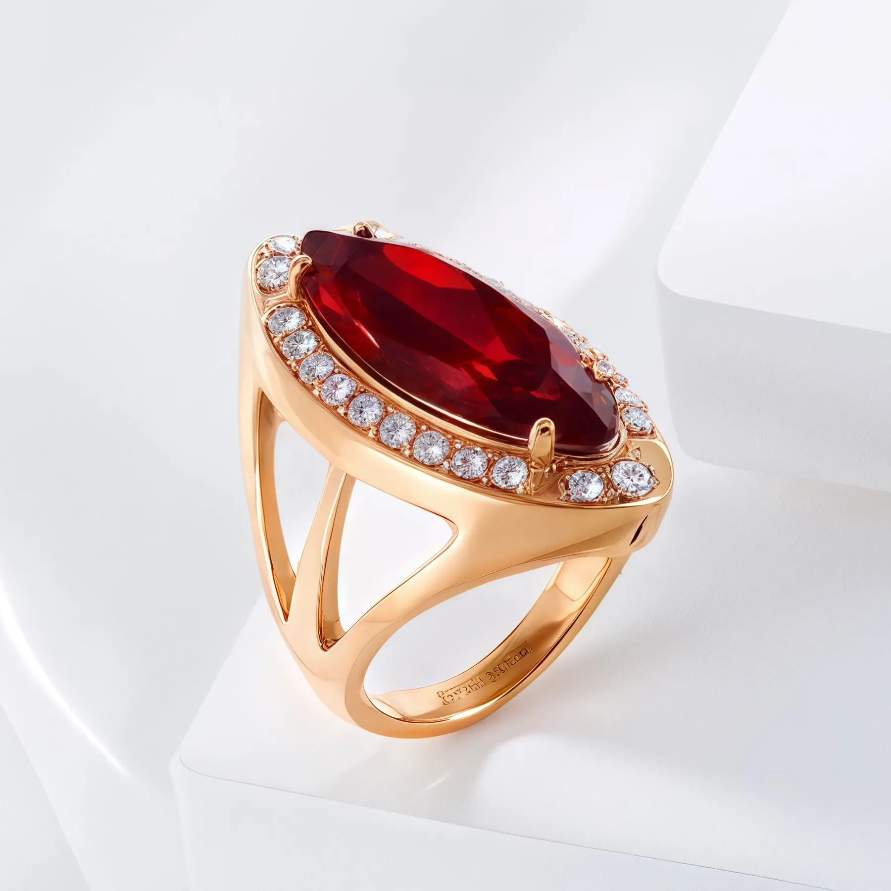 Luxurious Gemstone Stainless Steel Ring Golden Modern Design for Women | BL762-JinBaoJewerly