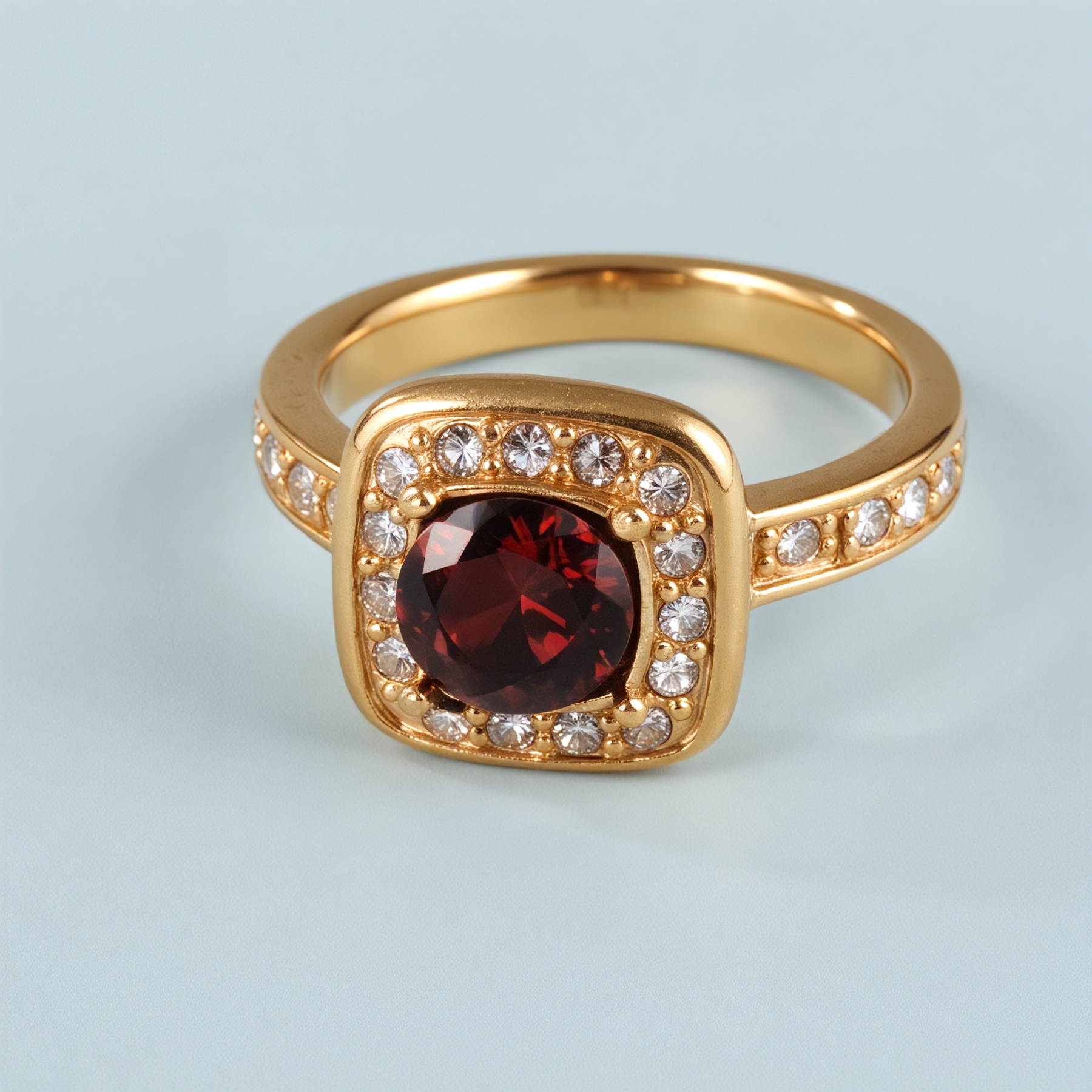 Gorgeous Square Ruby Diamond Stainless Steel Women's Waterproof Ring丨PL505J-JinBaoJewerly