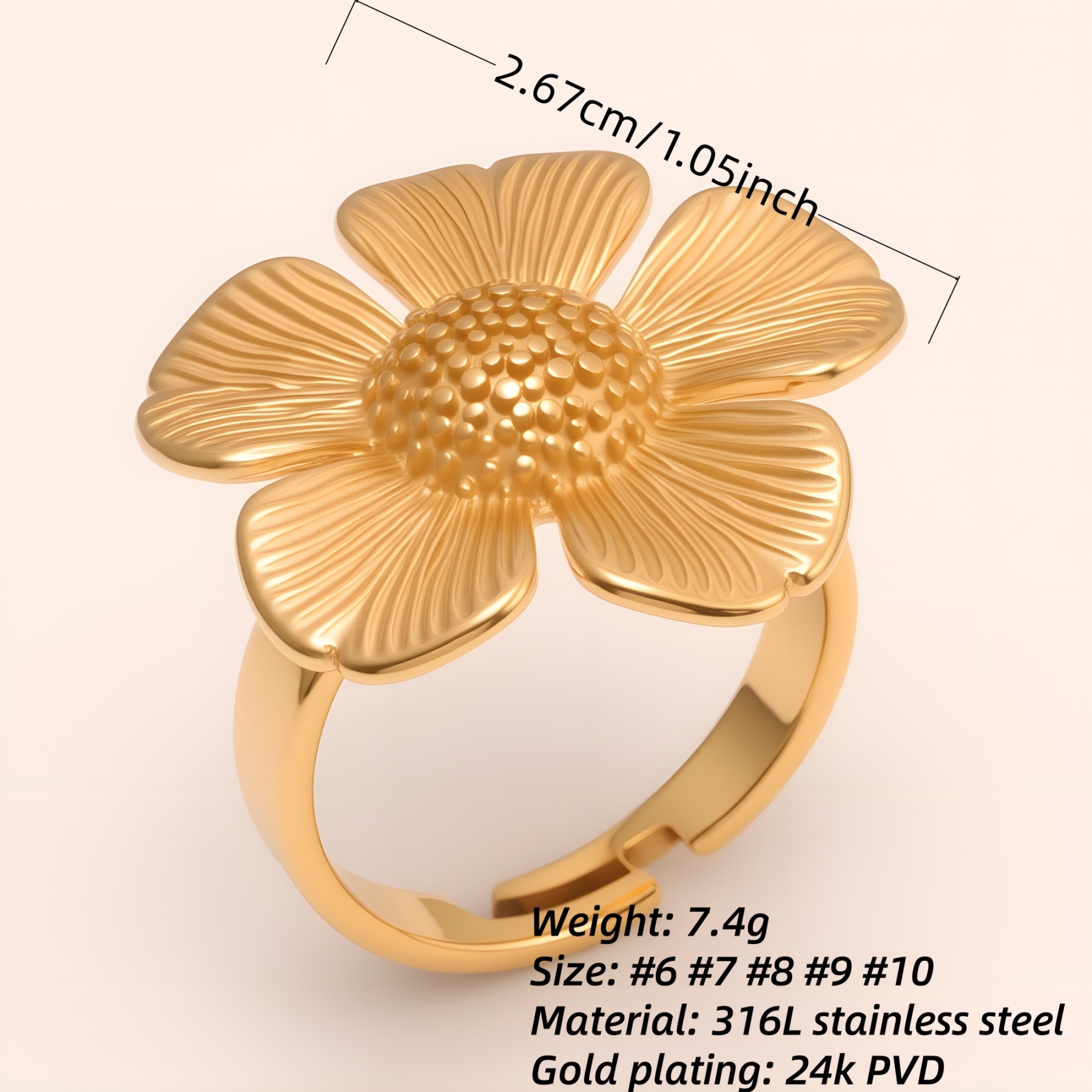 Women's Two - tone Stainless Steel Floral - shaped Ring | G005528-JinBaoJewerly