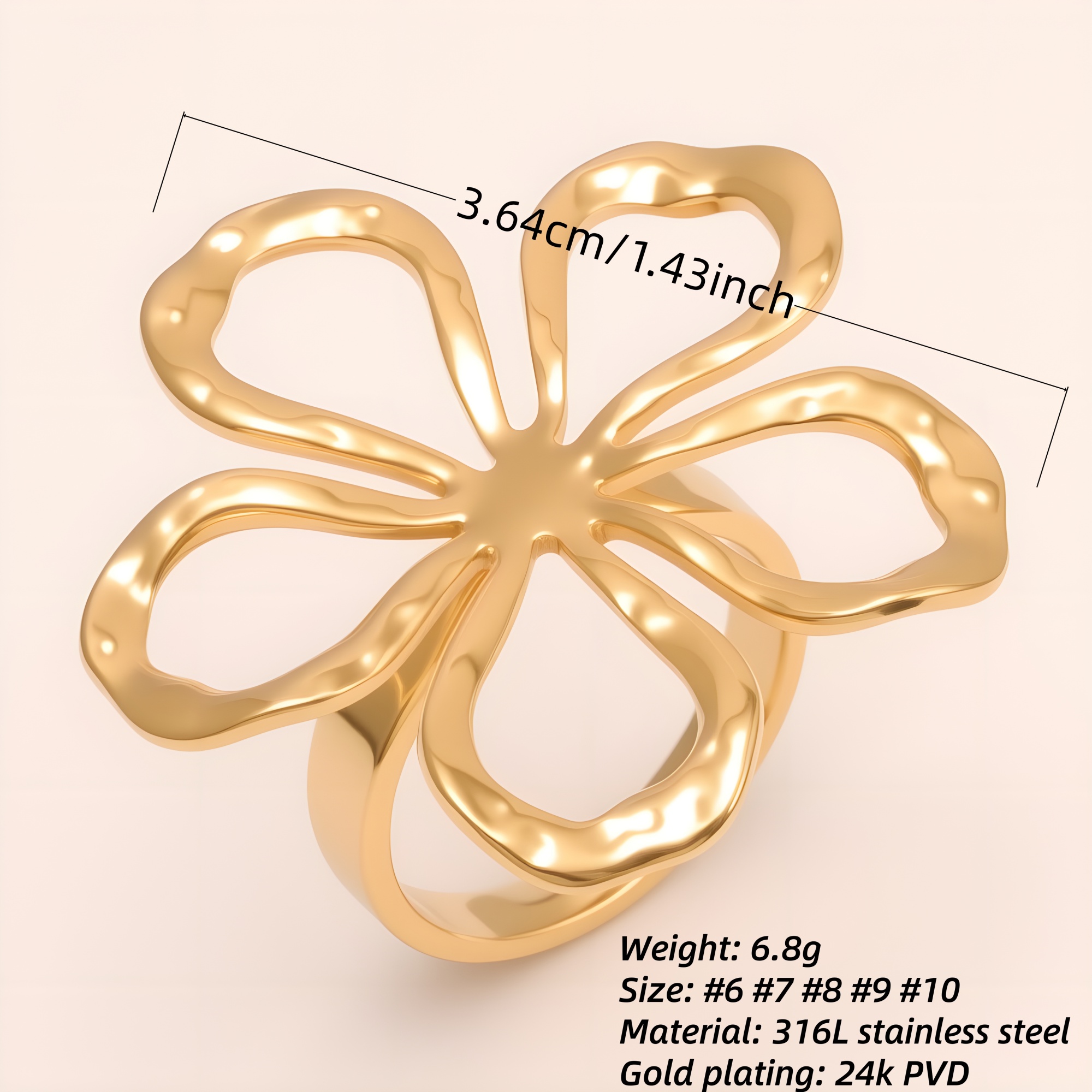 Stylish Women's Gold - and - Silver Hollow Floral - shaped Ring | G005614-JinBaoJewerly