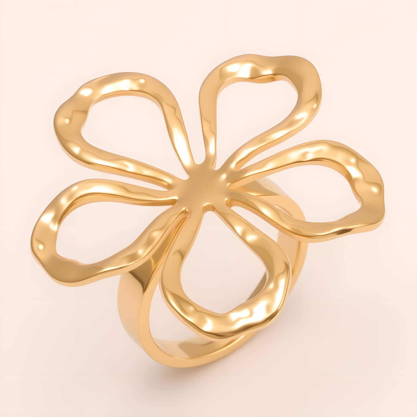 Stylish Women's Gold - and - Silver Hollow Floral - shaped Ring | G005614-JinBaoJewerly