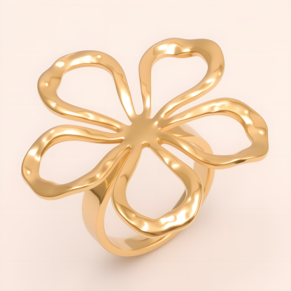 Stylish Women's Gold - and - Silver Hollow Floral - shaped Ring | G005614-JinBaoJewerly