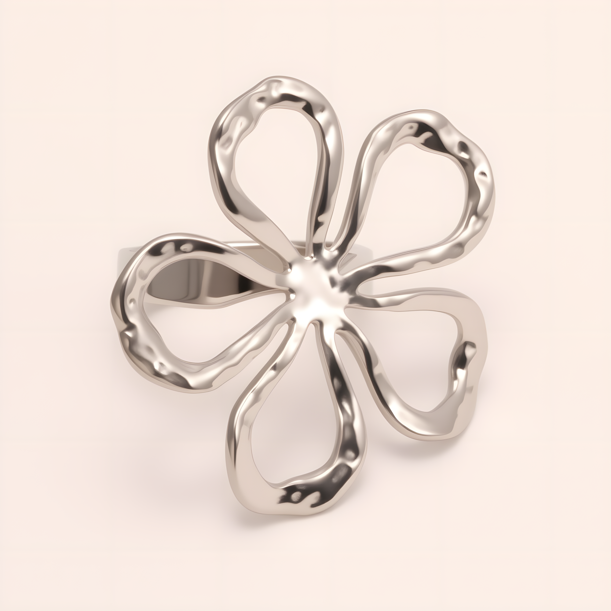 Stylish Women's Gold - and - Silver Hollow Floral - shaped Ring | G005614-JinBaoJewerly