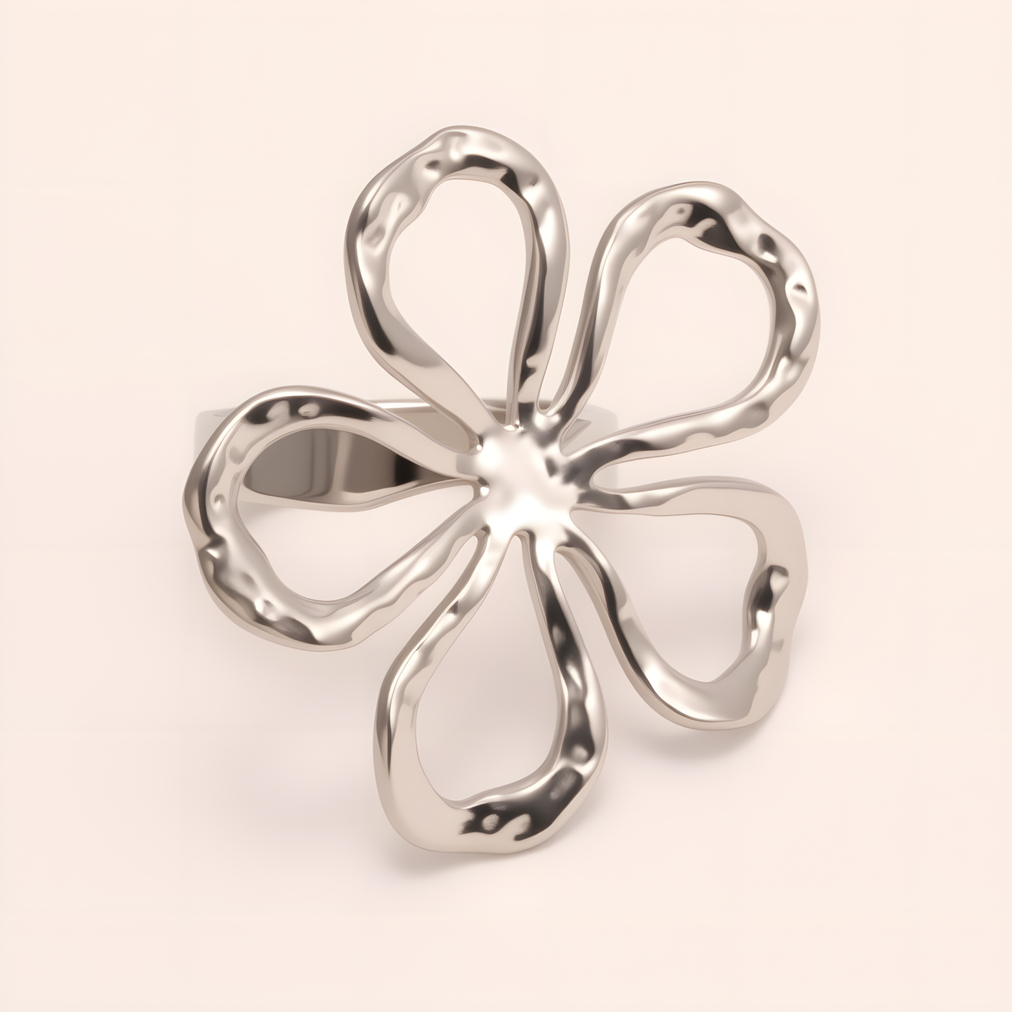 Stylish Women's Gold - and - Silver Hollow Floral - shaped Ring | G005614-JinBaoJewerly