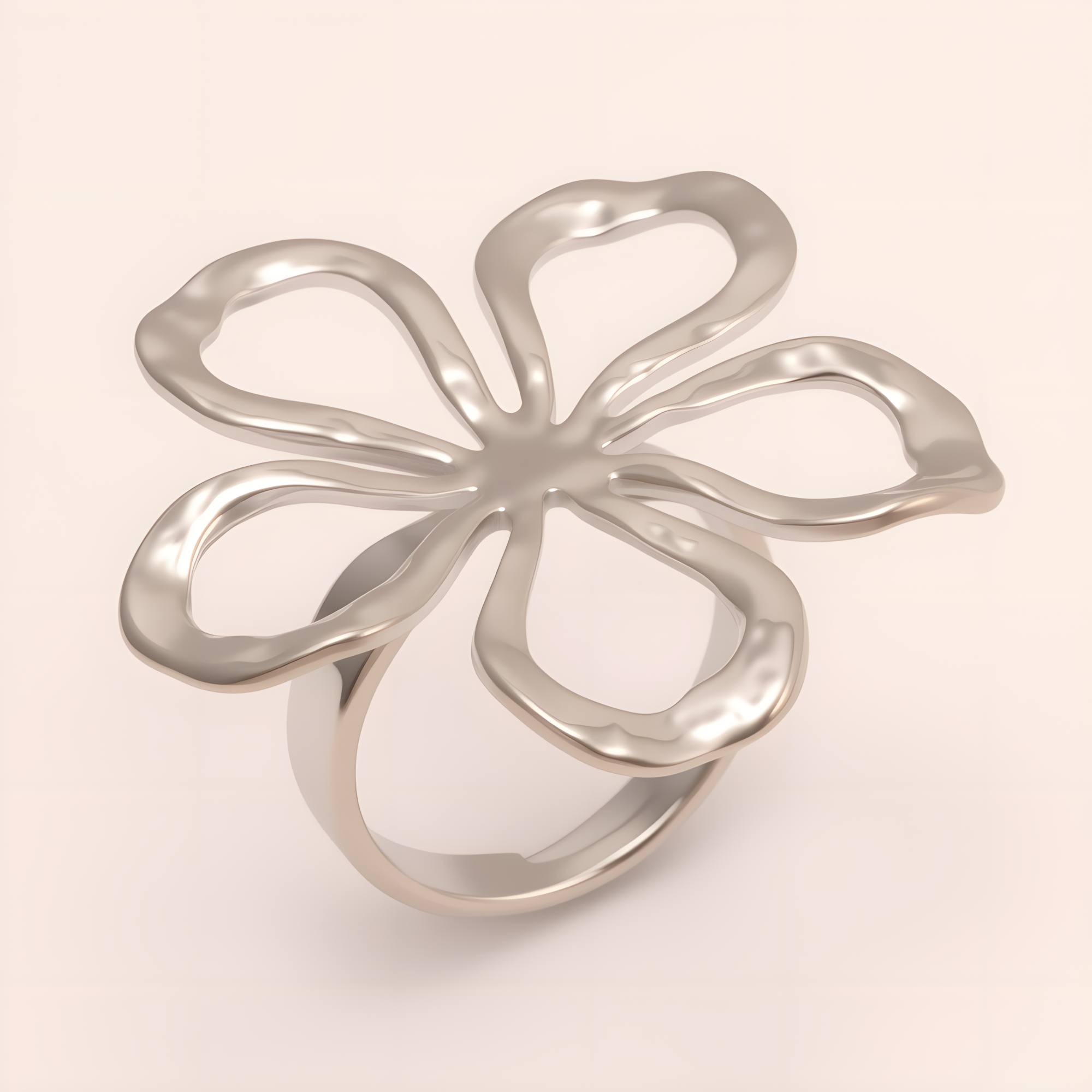 Stylish Women's Gold - and - Silver Hollow Floral - shaped Ring | G005614-JinBaoJewerly