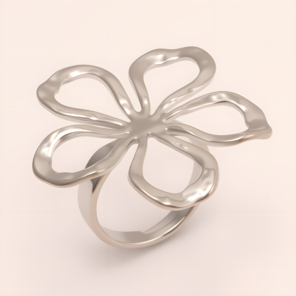 Stylish Women's Gold - and - Silver Hollow Floral - shaped Ring | G005614-JinBaoJewerly