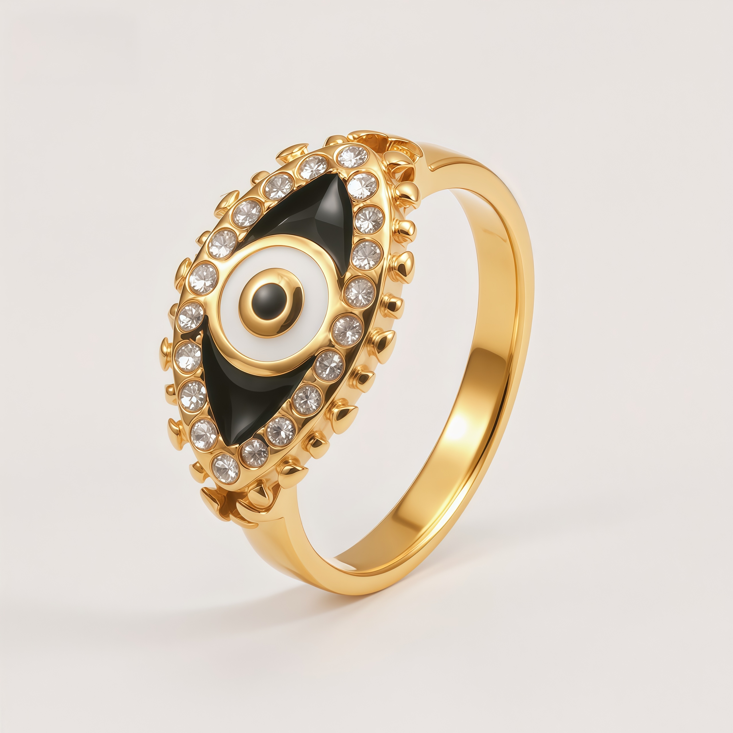 Women's Gold-Tone Evil Eye Ring with Rhinestones