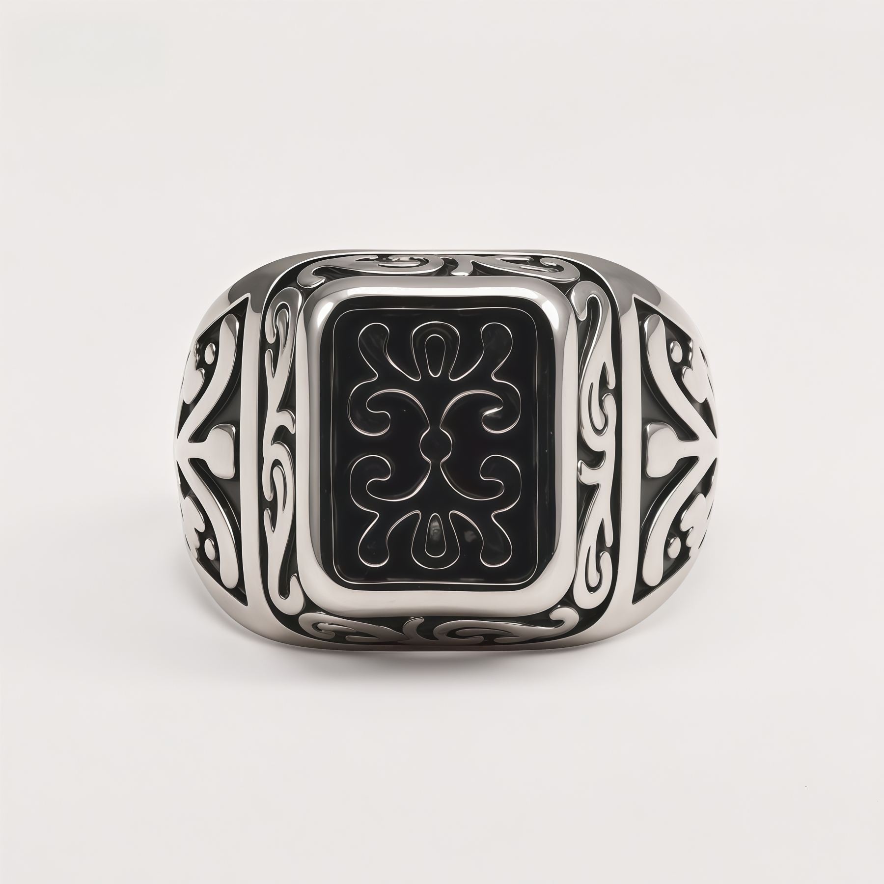 Men's Gothic Floral Pattern Statement Ring | DZ1632