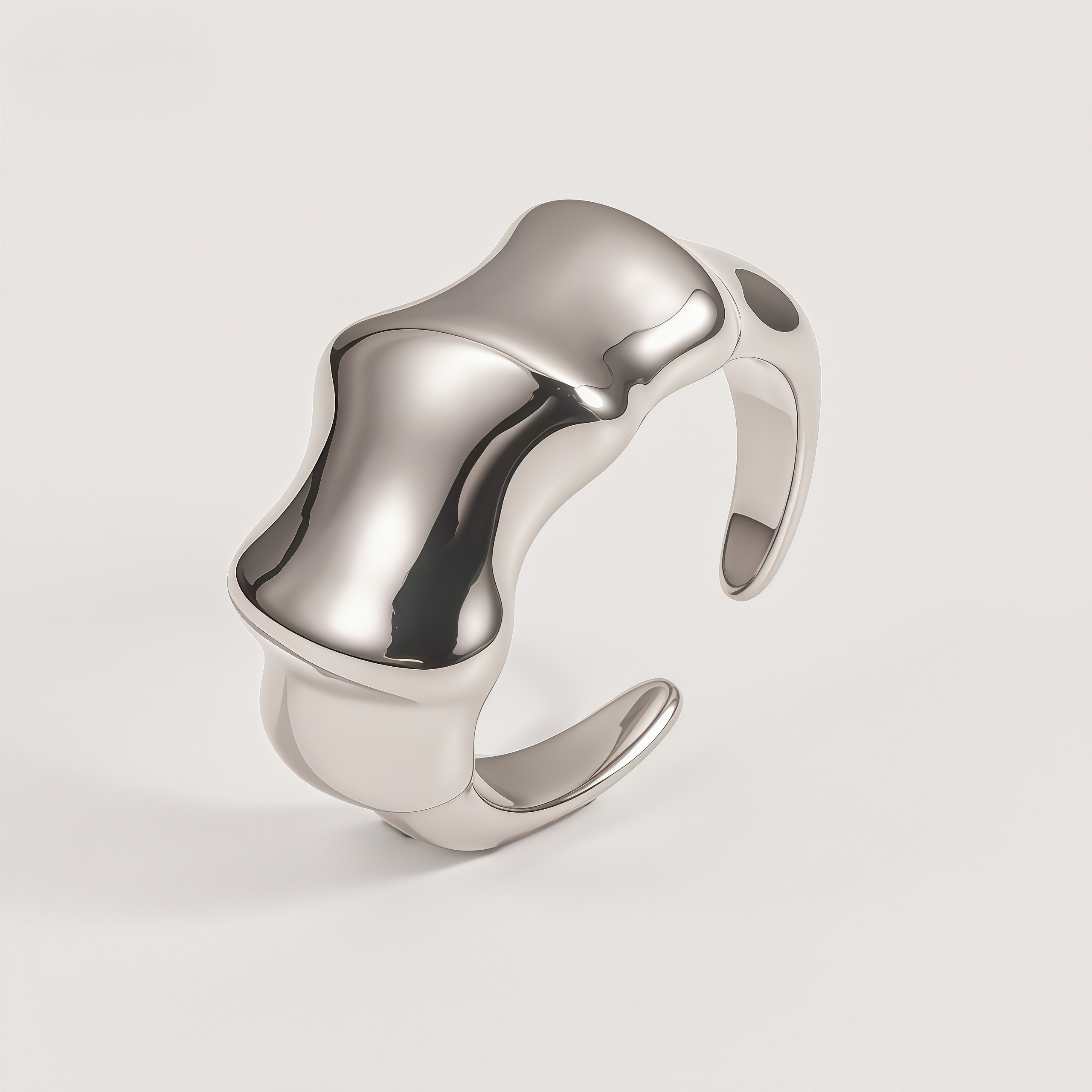 Modern Minimalist Stainless Steel Ring Women's 3D Streamlined Design | N001586