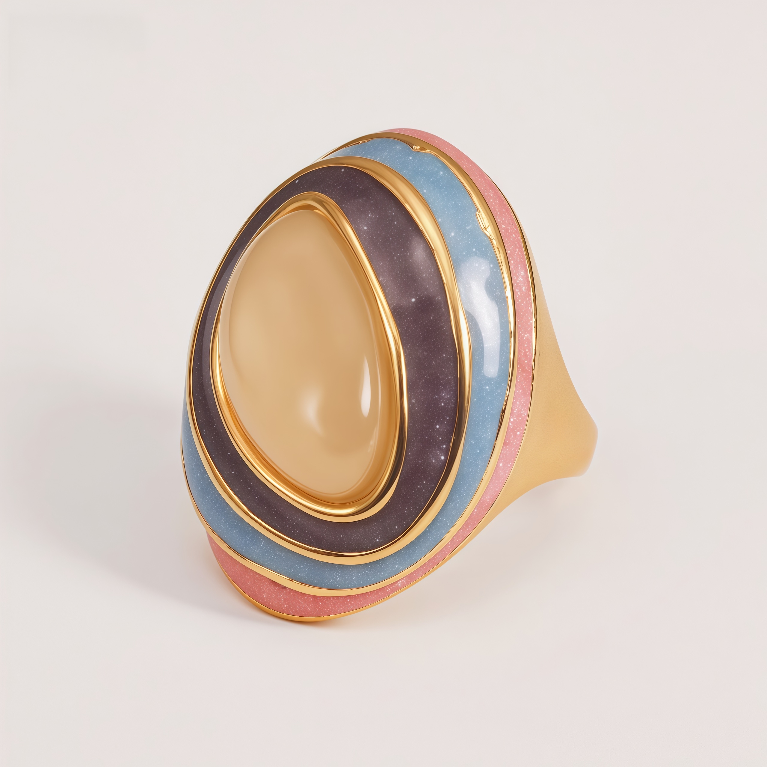 Oval Color - Block Wide - Band Ring, Stylish Women's Eye - Catching Accessory | G004499-JinBaoJewerly