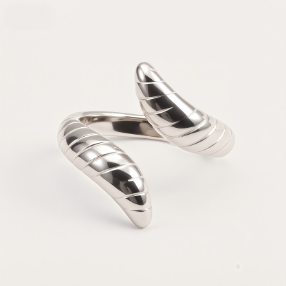 Spiral Stainless Steel Ring Modern Twisted Design for Women | G002470