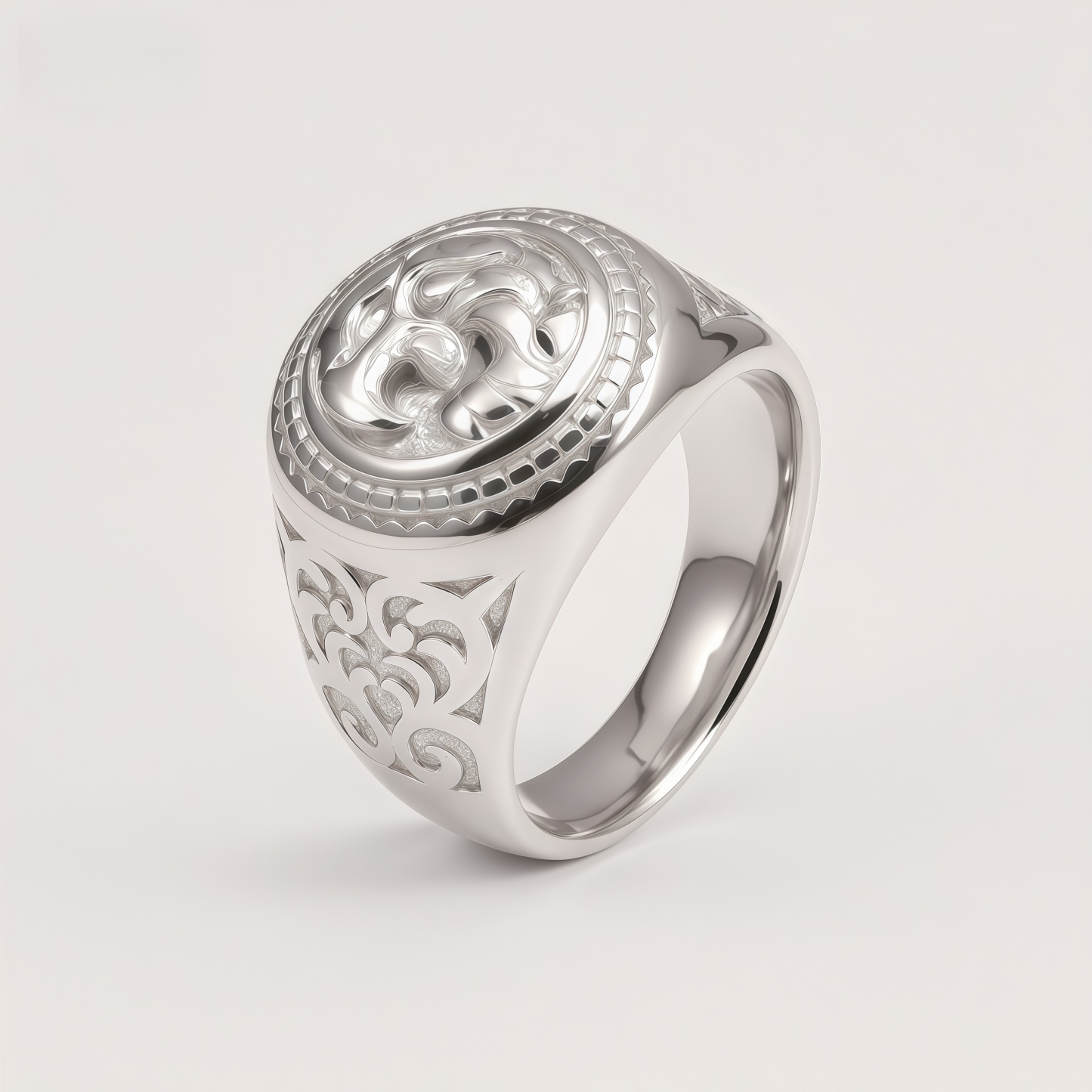 Vintage Men's Stainless Steel Eagle Head Signet Ring