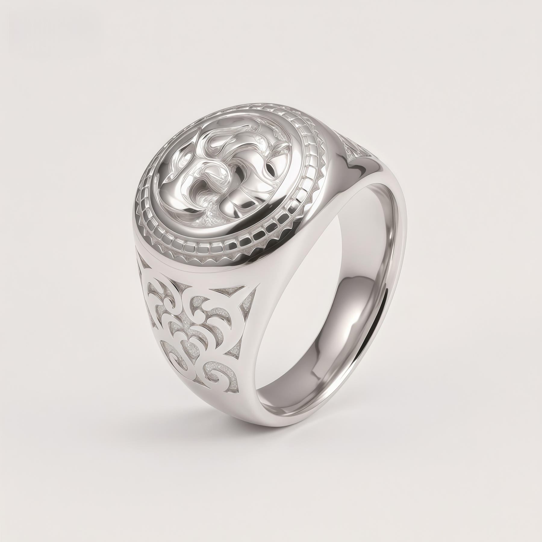 Vintage Men's Stainless Steel Eagle Head Signet Ring