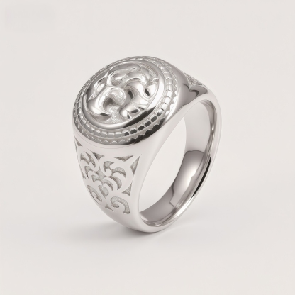 Vintage Men's Stainless Steel Eagle Head Signet Ring