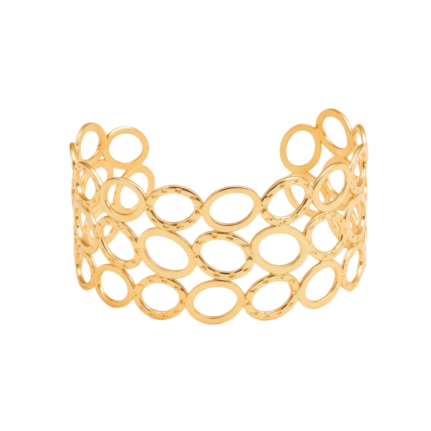 Vintage Engraved Oval Open Cuff Bracelet for Women