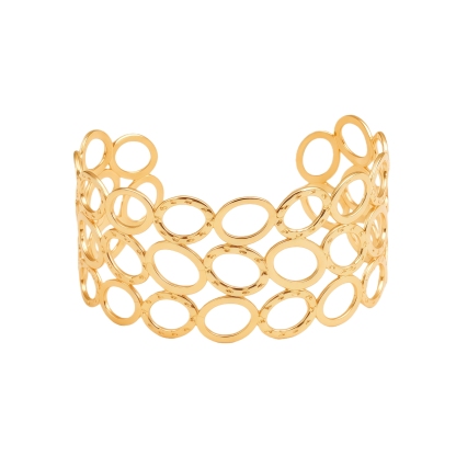 Vintage Engraved Oval Open Cuff Bracelet for Women