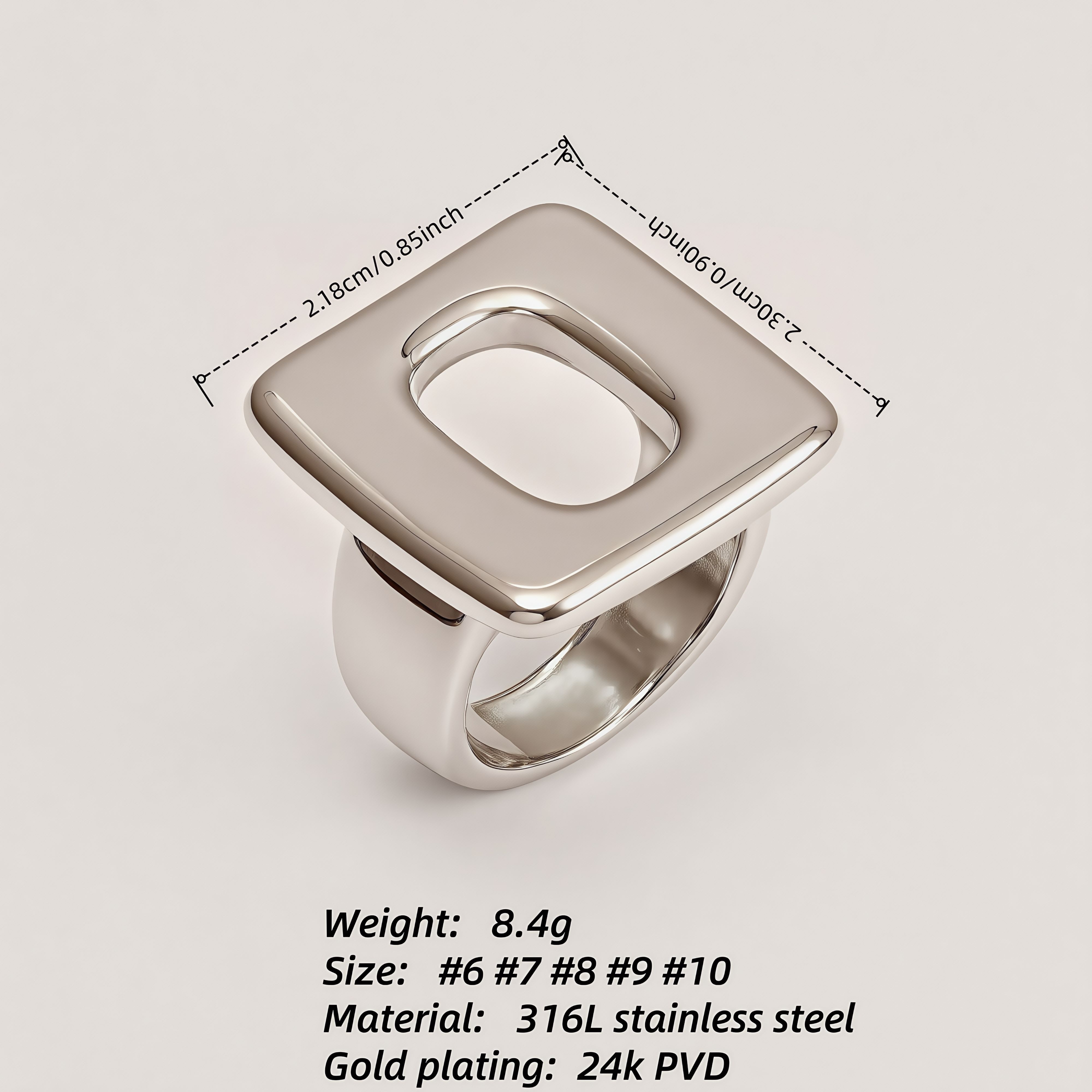 Stainless Steel Geometric Hollow-out Ring, Minimalist and Stylish, Adjustable, Unique Jewelry for Women | G004132-JinBaoJewerly